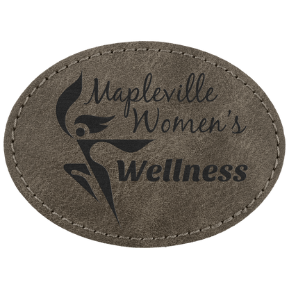 3.5" x 2.5" Dark Gray Oval Leatherette Patch Premier – item PTH673 image 2