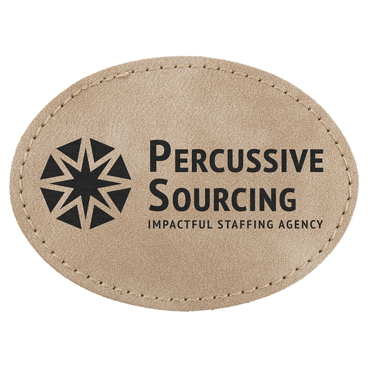 3.5" x 2.5" Light Tan Oval Leatherette Patch Premier – item PTH674