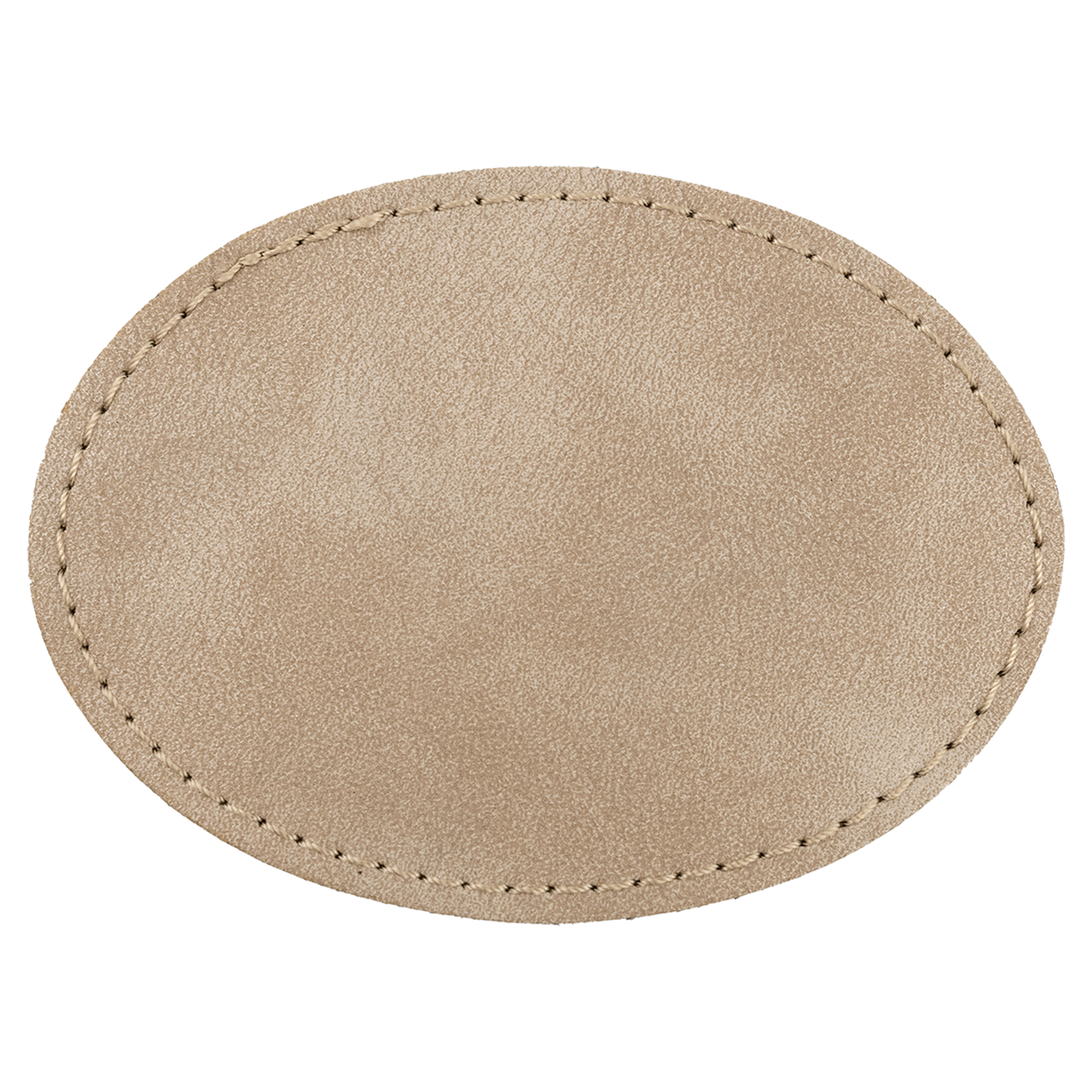 3.5" x 2.5" Light Tan Oval Leatherette Patch Premier – item PTH674 image 3