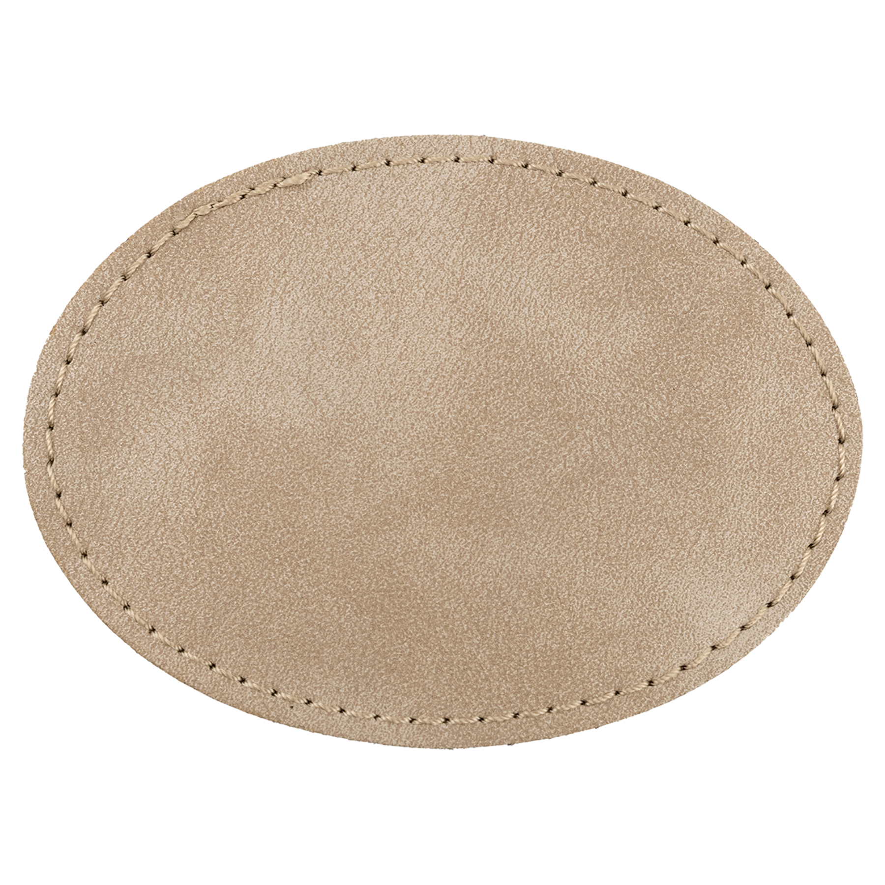 3.5" x 2.5" Light Tan Oval Leatherette Patch Premier – item PTH674 image 3