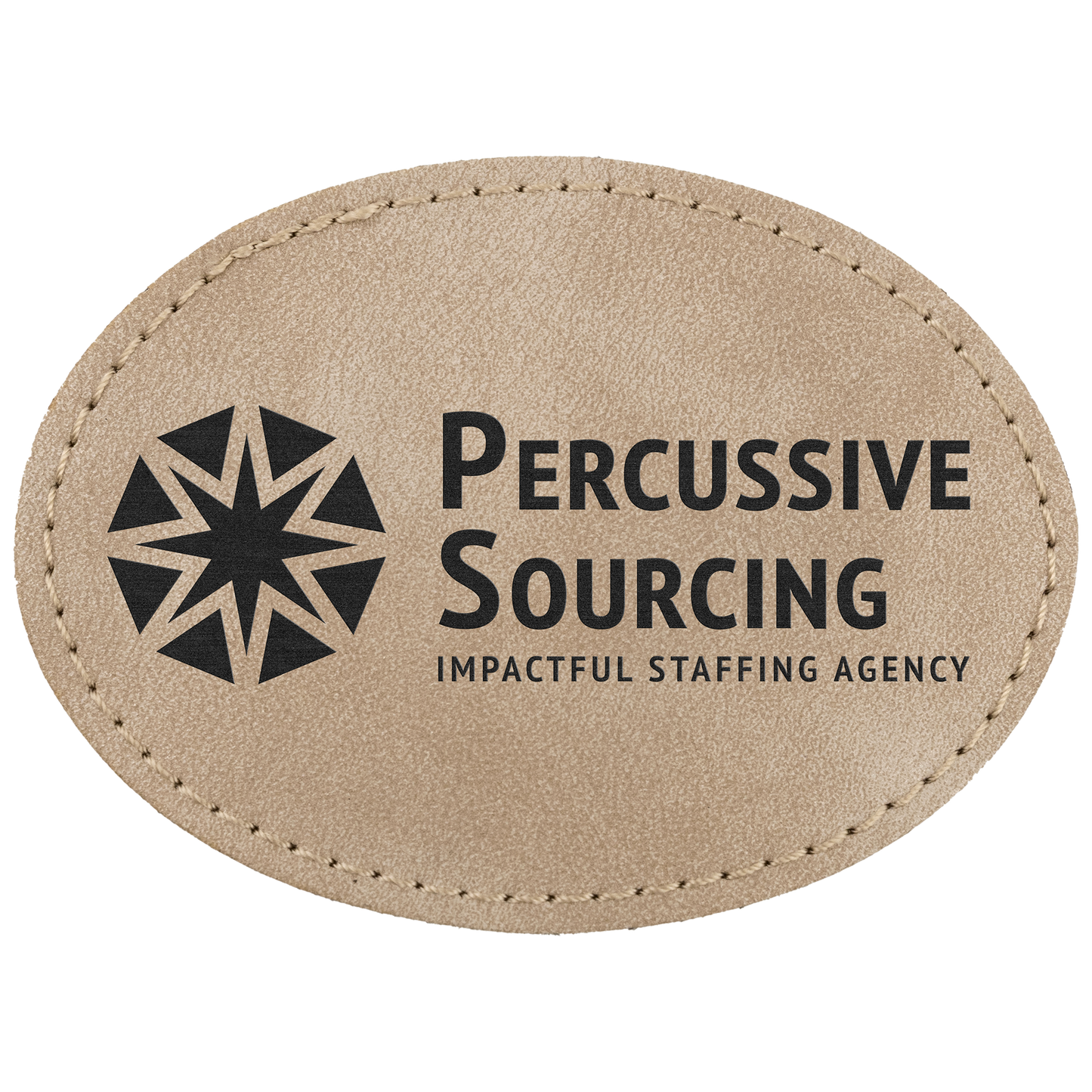 3.5" x 2.5" Light Tan Oval Leatherette Patch Premier – item PTH674 image 2