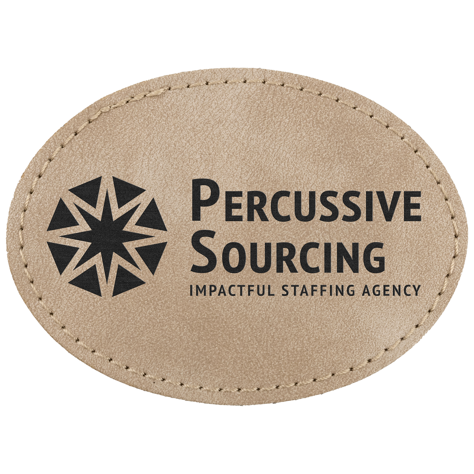 3.5" x 2.5" Light Tan Oval Leatherette Patch Premier – item PTH674 image 2