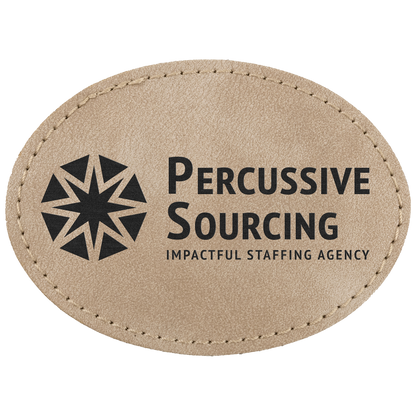 3.5" x 2.5" Light Tan Oval Leatherette Patch Premier – item PTH674 image 2