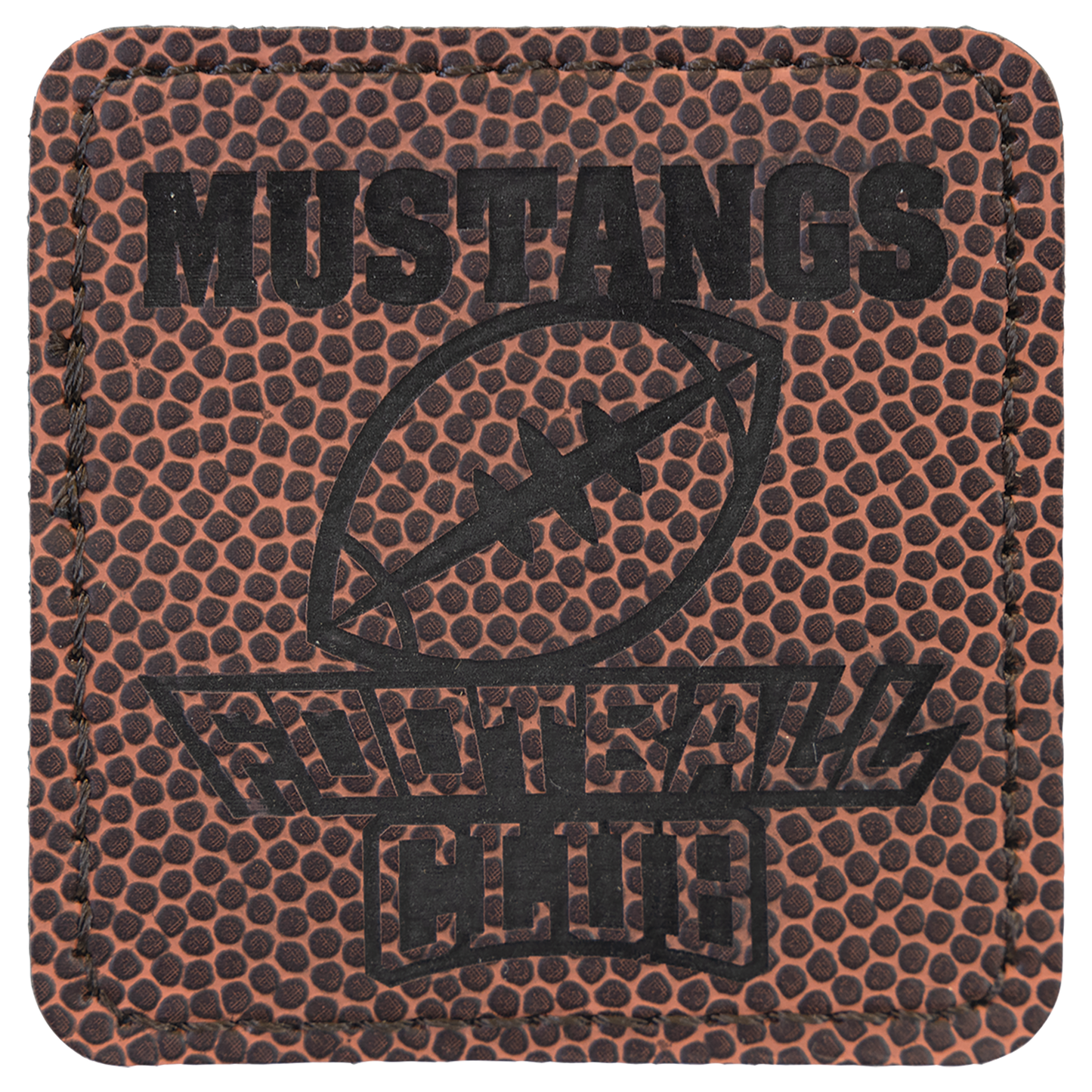 2.5" x 2.5" Football Square Leatherette Patch with Adhesive – item PTH715