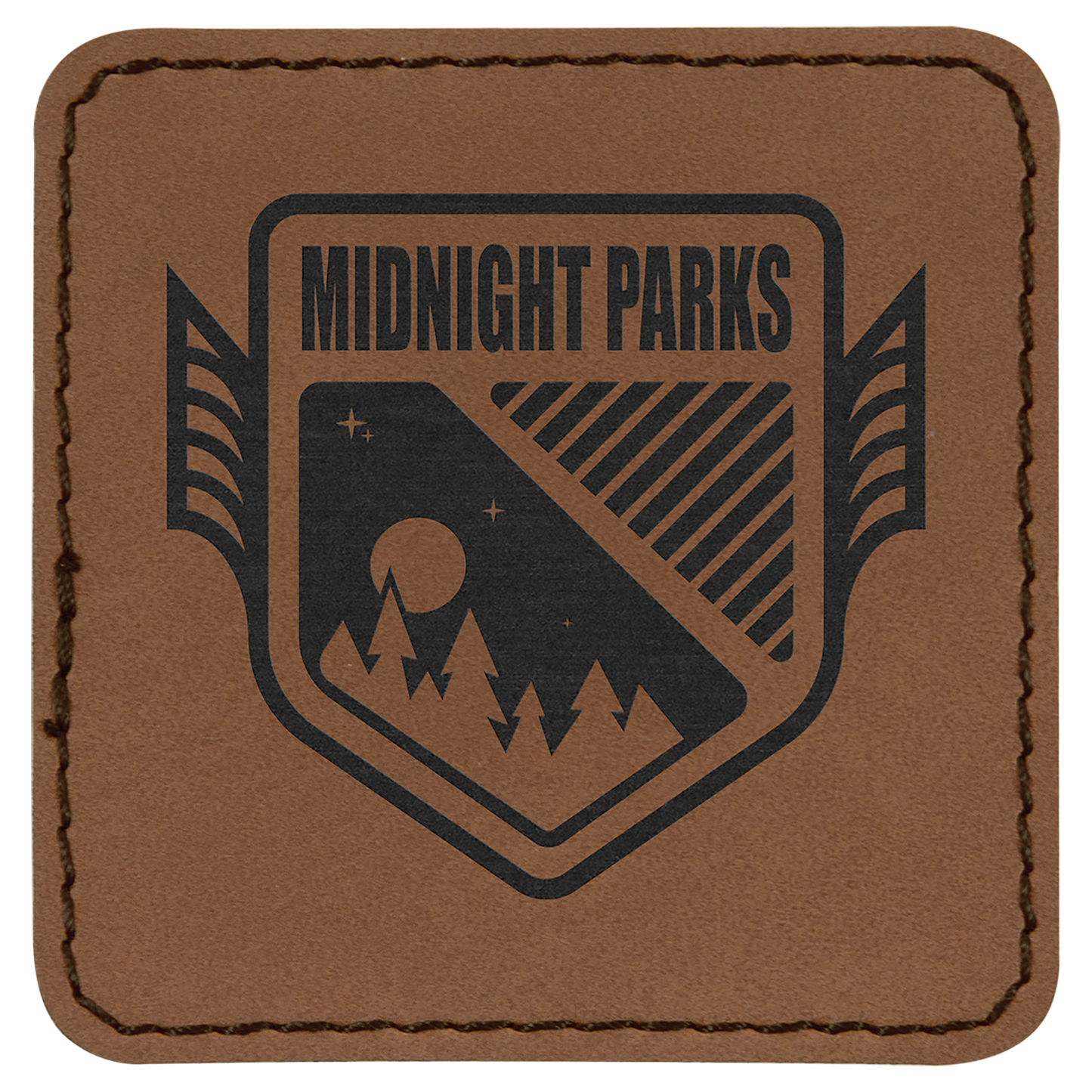 2.5" x 2.5" Dark Brown Square Leatherette Patch with Pro – item PTH755