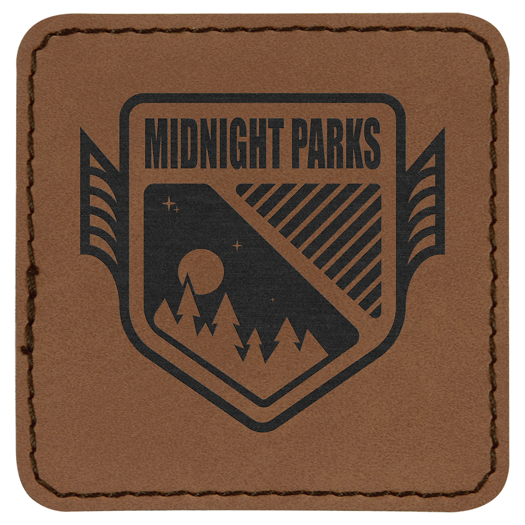 2.5" x 2.5" Dark Brown Square Leatherette Patch with Pro – item PTH755