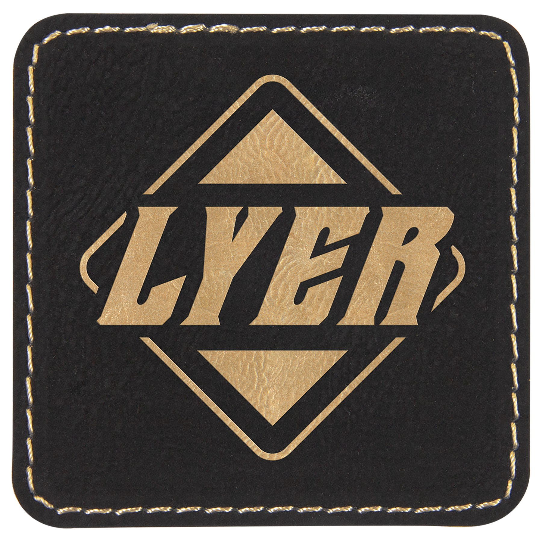 2.5" x 2.5" /Gold Square Leatherette Patch with Pro – item PTH756