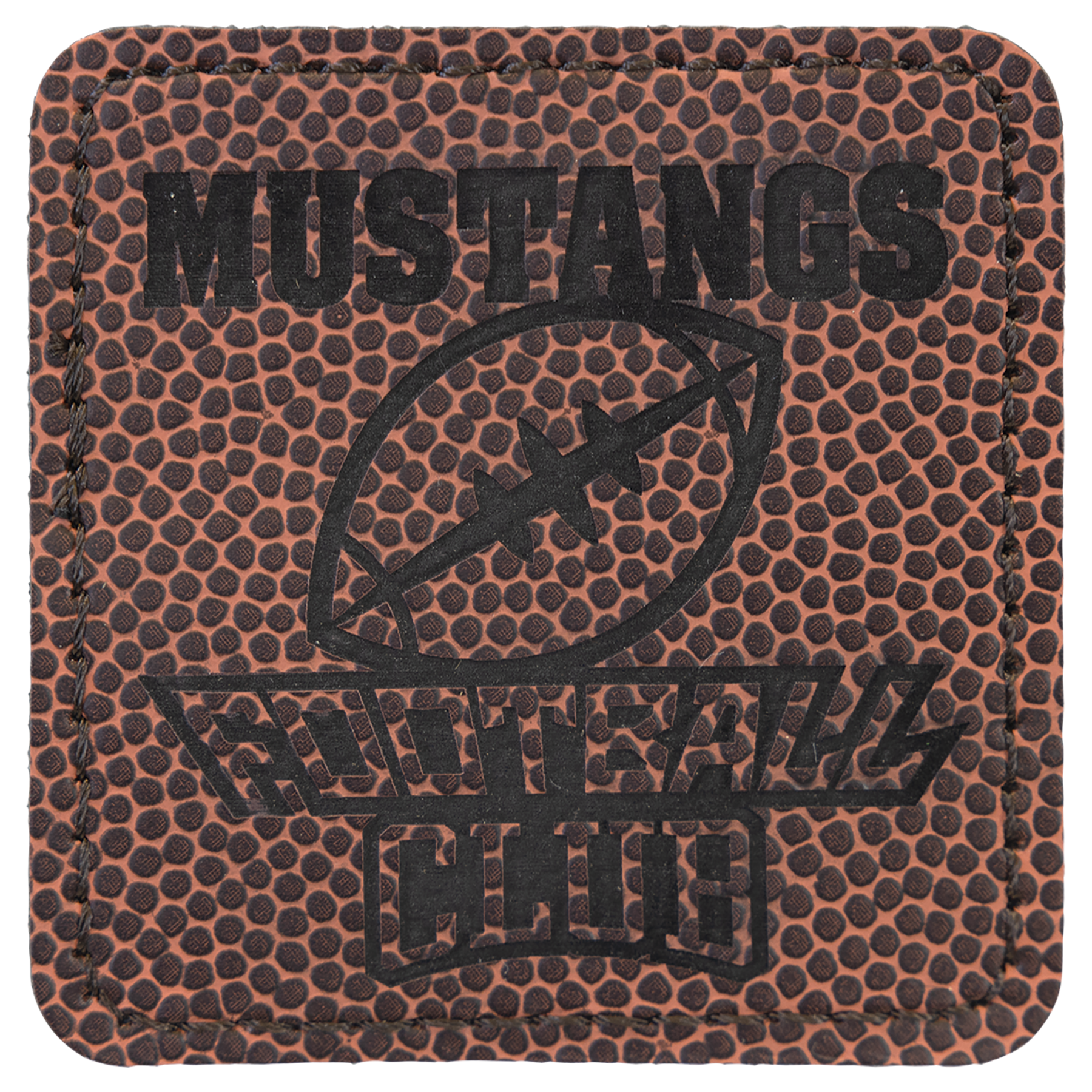 2.5" x 2.5" Football Square Leatherette Patch with Kota Pro – item PTH765