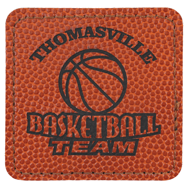 2.5" x 2.5" Basketball Square Leatherette Patch with Pro – item PTH766 image 3