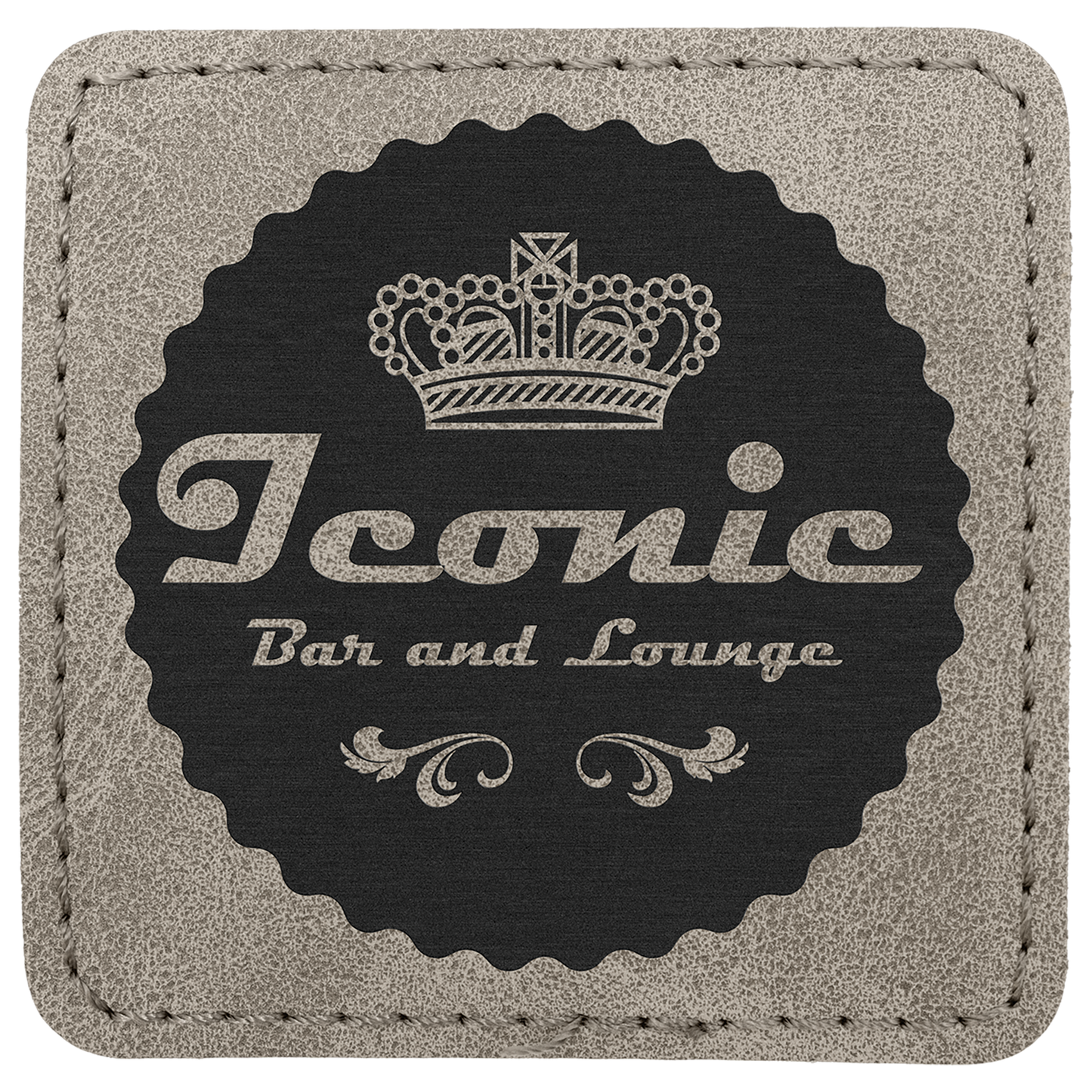 2.5" x 2.5" Gray Square Leatherette Patch with Pro Premier – item PTH772