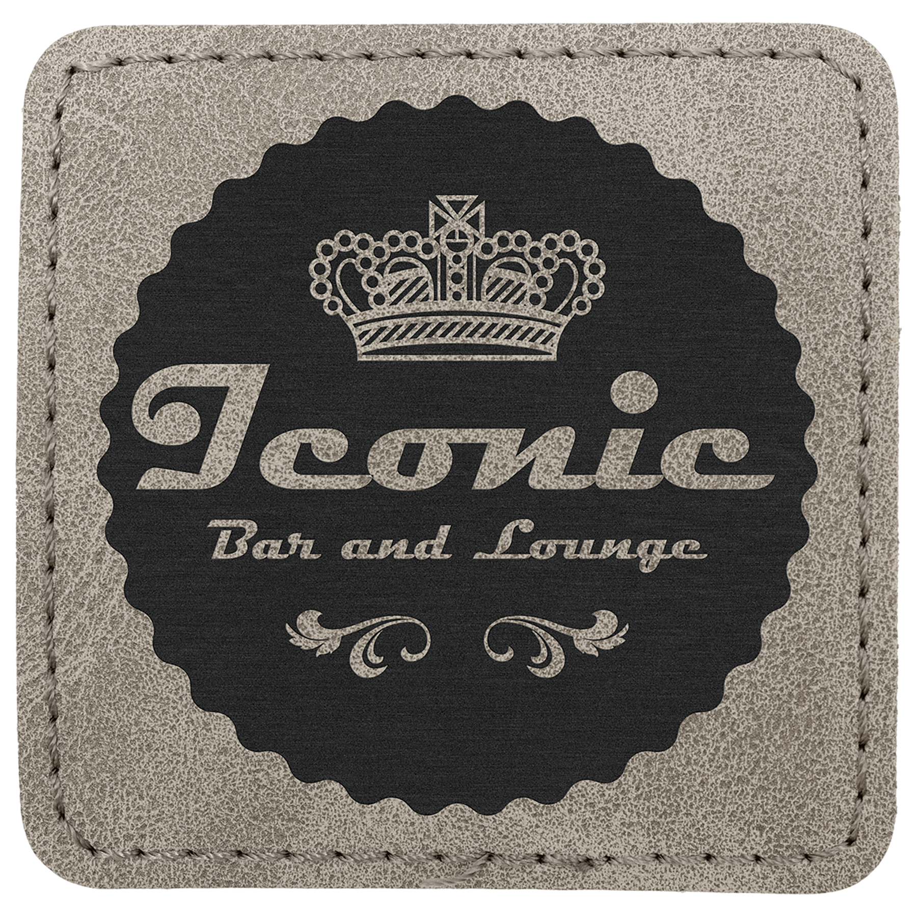 2.5" x 2.5" Gray Square Leatherette Patch with Pro Premier – item PTH772