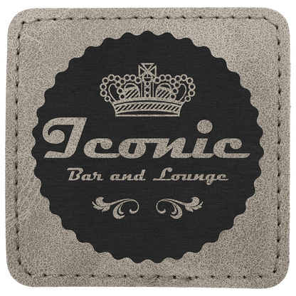 2.5" x 2.5" Gray Square Leatherette Patch with Pro Premier – item PTH772