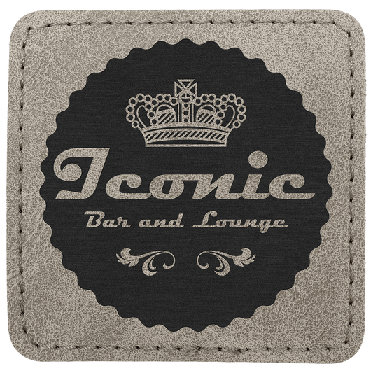 2.5" x 2.5" Gray Square Leatherette Patch with Pro Premier – item PTH772