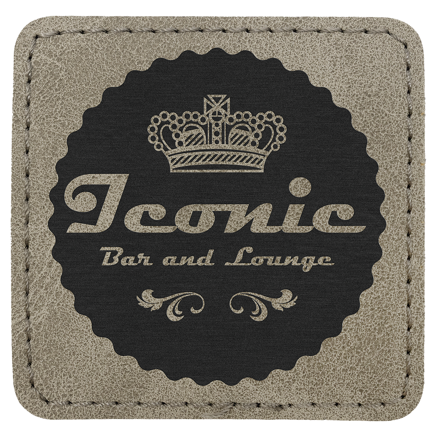 2.5" x 2.5" Gray Square Leatherette Patch with Pro Premier – item PTH772 image 2