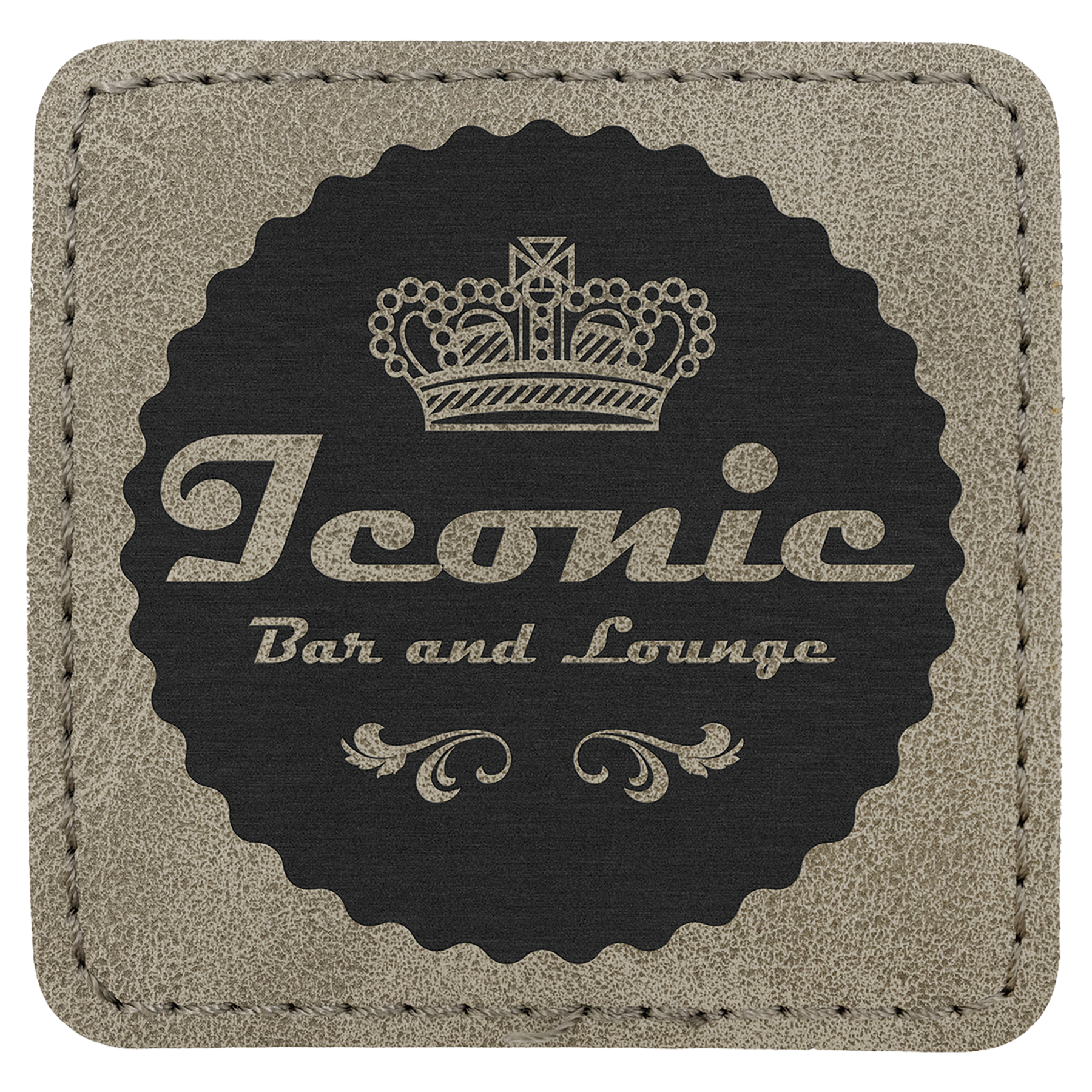 2.5" x 2.5" Gray Square Leatherette Patch with Pro Premier – item PTH772 image 2