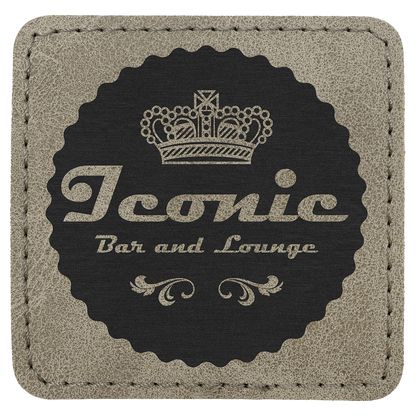 2.5" x 2.5" Gray Square Leatherette Patch with Pro Premier – item PTH772 image 2
