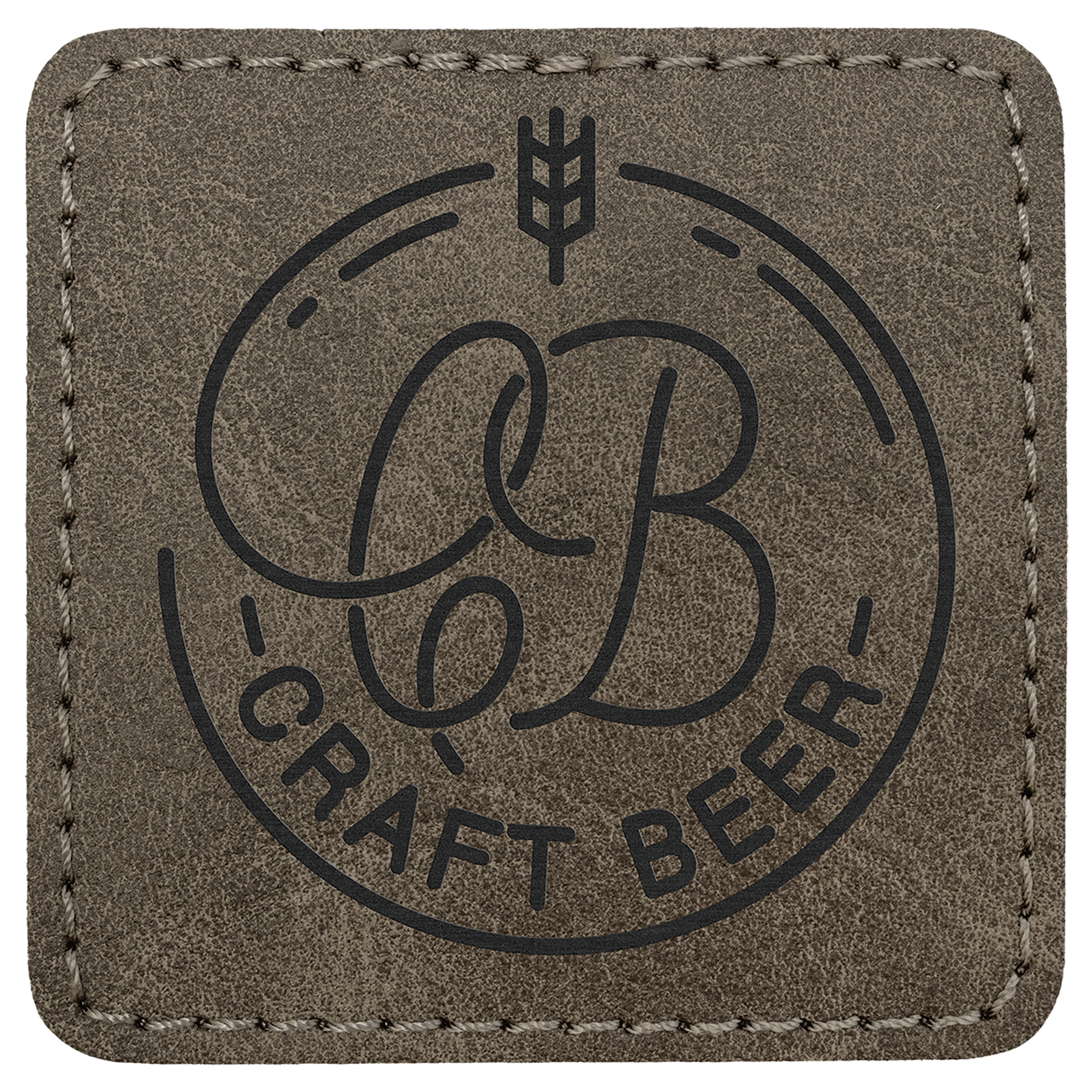 2.5" x 2.5" Dark Gray Square Leatherette Patch Premier – item PTH773