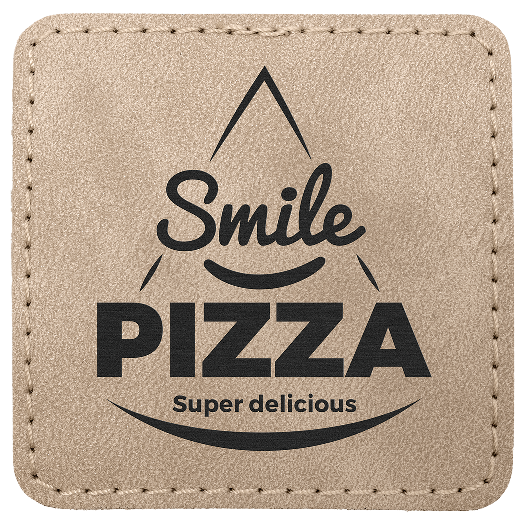 2.5" x 2.5" Light Tan Square Leatherette Patch Premier – item PTH774