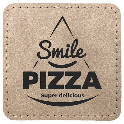 2.5" x 2.5" Light Tan Square Leatherette Patch Premier – item PTH774