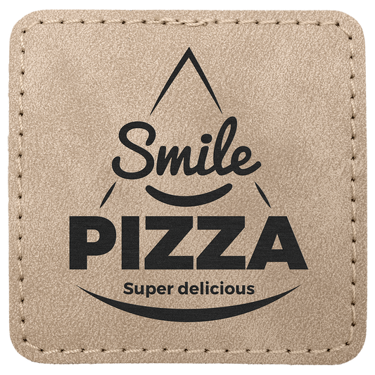 2.5" x 2.5" Light Tan Square Leatherette Patch Premier – item PTH774