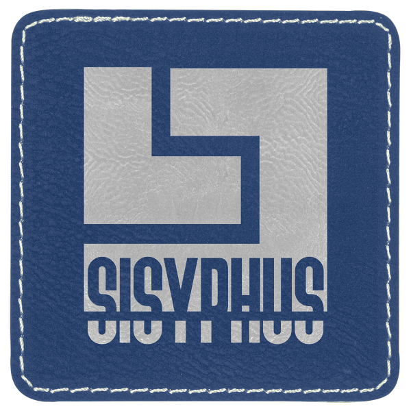 3" x 3" Blue/Silver Square Leatherette Patch with Adhesive – item PTH809 image 3