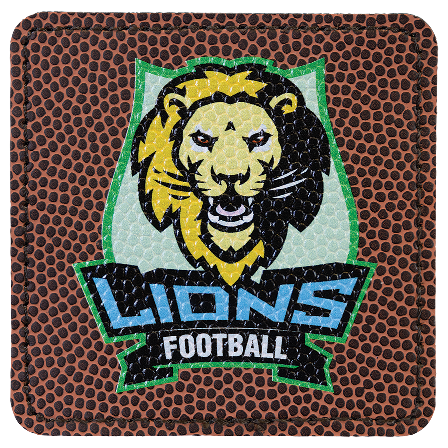 3" x 3" Football Square Leatherette Patch with Adhesive – item PTH815