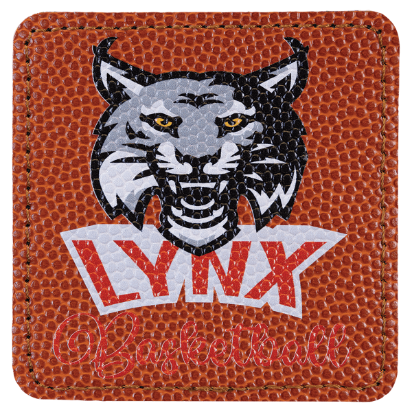 3" x 3" Basketball Square Leatherette Patch with Adhesive – item PTH816 image 3