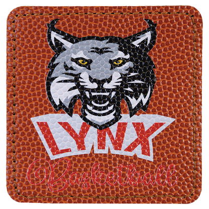 3" x 3" Basketball Square Leatherette Patch with Adhesive – item PTH816
