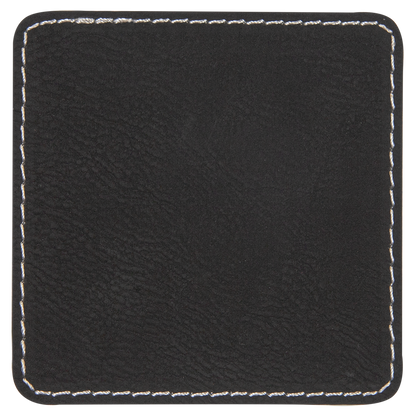 3" x 3" Black/Silver Square Leatherette Patch with Kota Pro – item PTH853 image 2