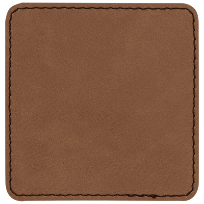 3" x 3" Dark Brown Square Leatherette Patch with Kota Pro – item PTH855 image 2