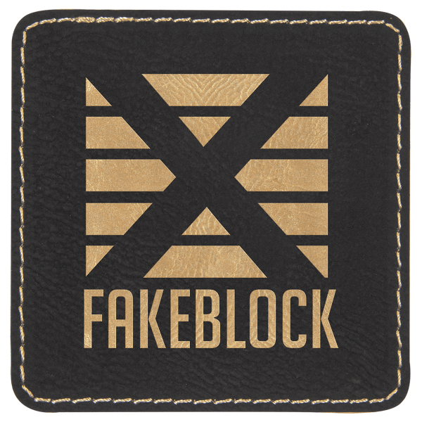 3" x 3" /Gold Square Leatherette Patch with Kota Pro – item PTH856 image 3