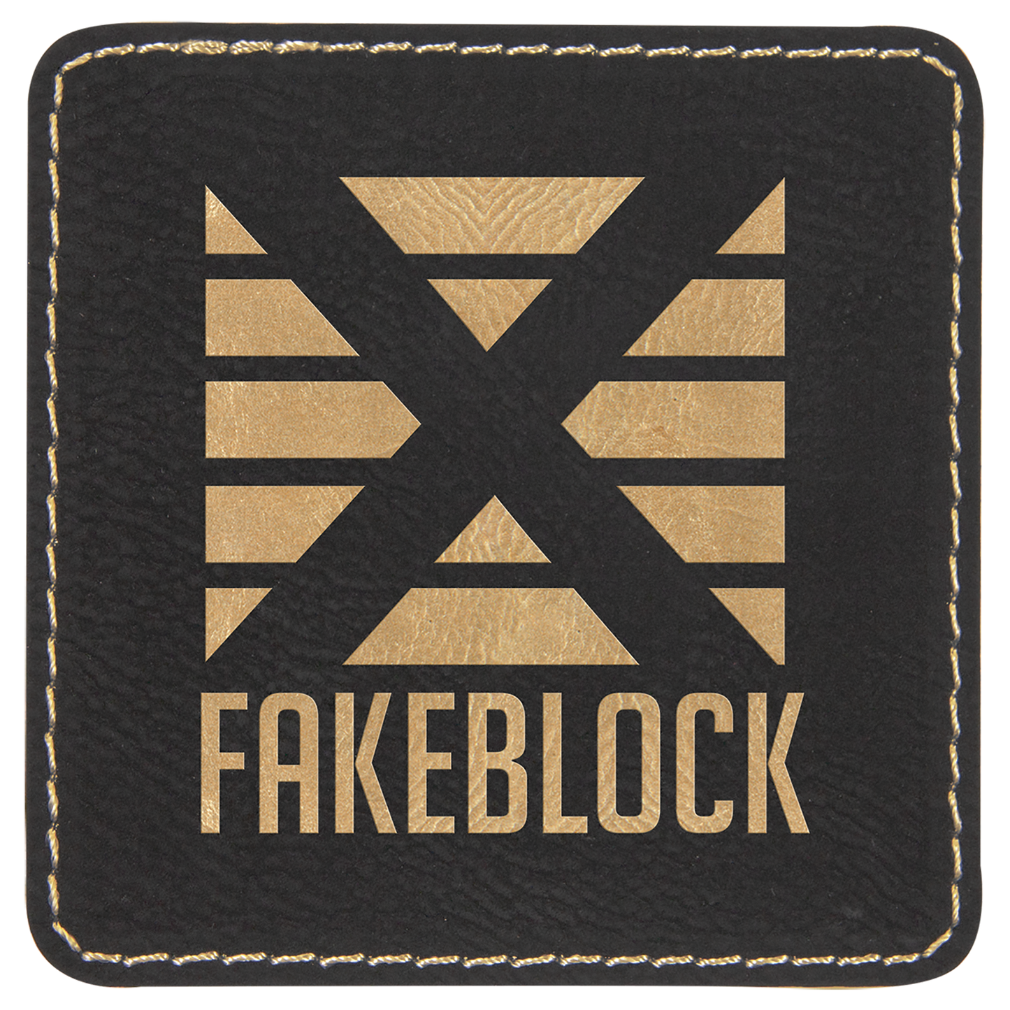 3" x 3" /Gold Square Leatherette Patch with Kota Pro – item PTH856