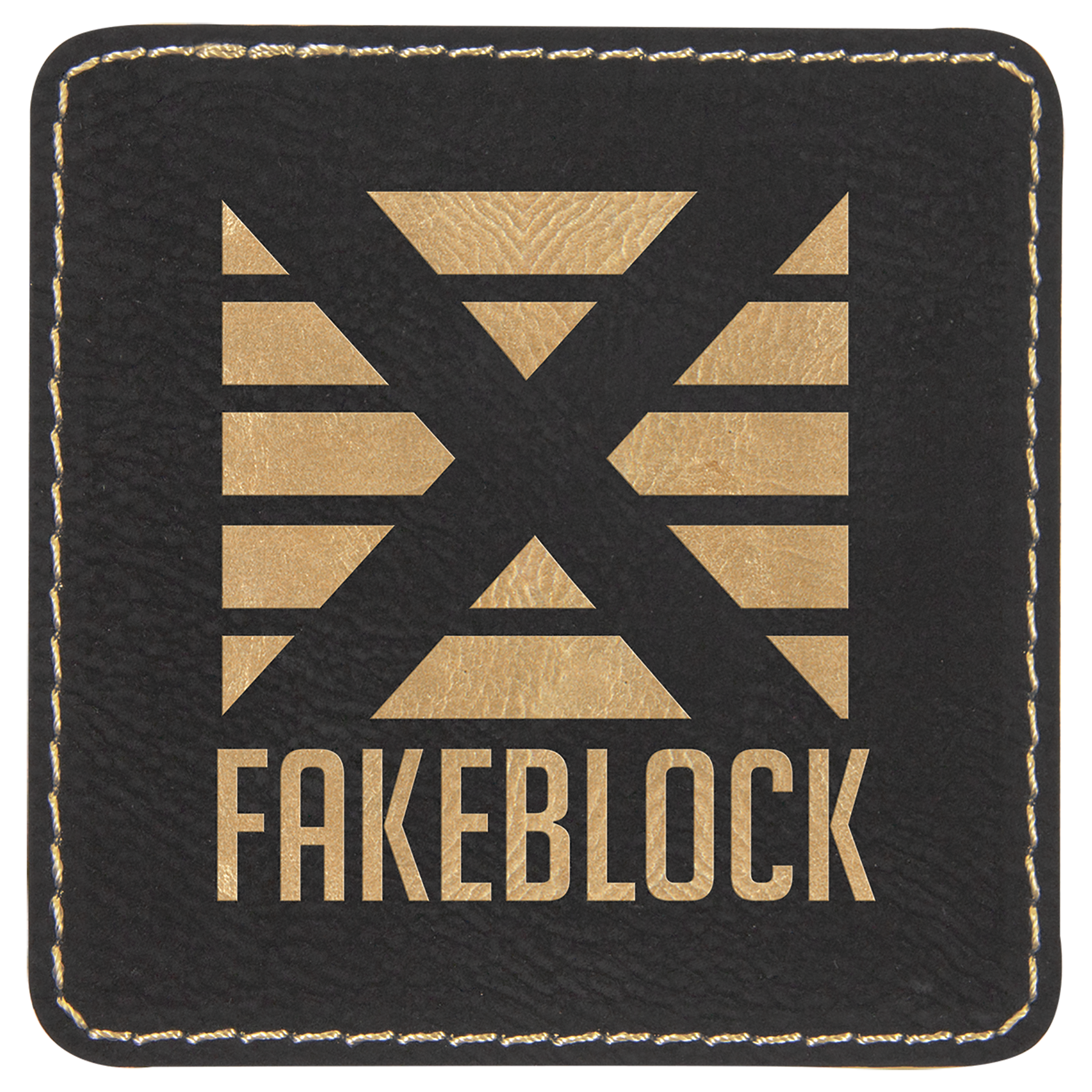 3" x 3" /Gold Square Leatherette Patch with Kota Pro – item PTH856