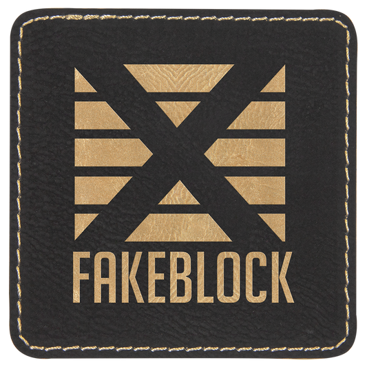 3" x 3" /Gold Square Leatherette Patch with Kota Pro – item PTH856