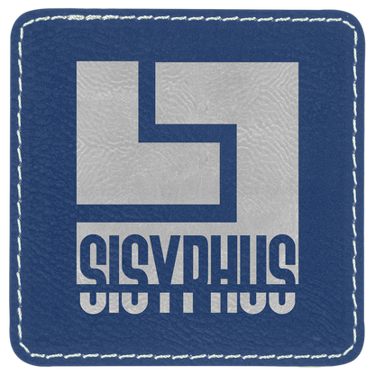 3" x 3" Blue/Silver Square Leatherette Patch with Kota Pro – item PTH859