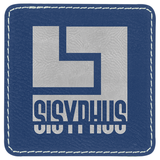 3" x 3" Blue/Silver Square Leatherette Patch with Kota Pro – item PTH859