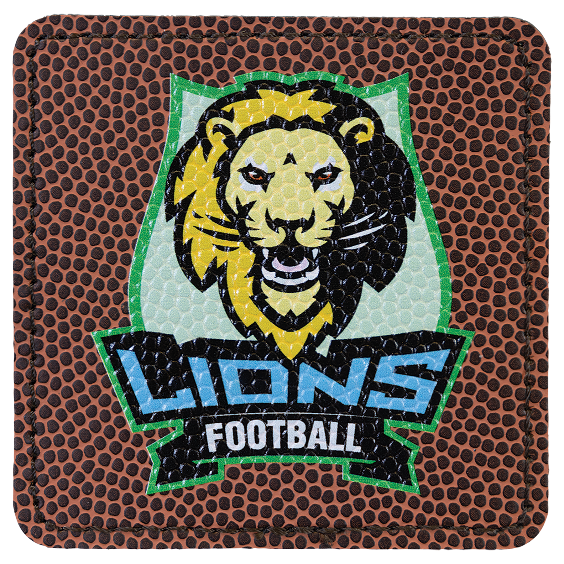 3" x 3" Football Square Leatherette Patch with Pro Adhesive – item PTH865