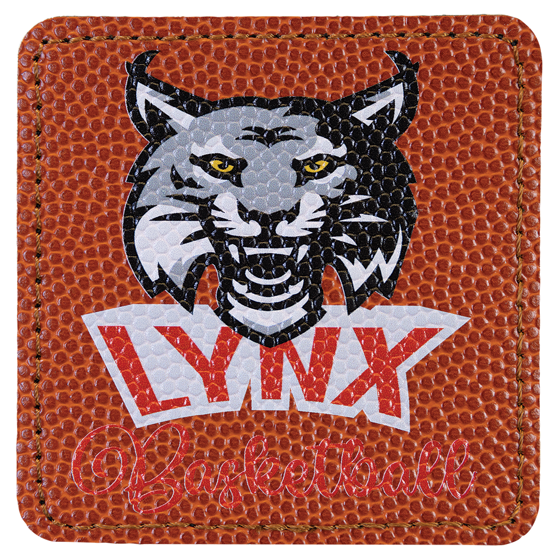 3" x 3" Basketball Square Leatherette Patch with Kota Pro – item PTH866