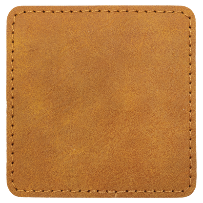 3" x 3" Light Brown Square Leatherette Patch Premier – item PTH867 image 2