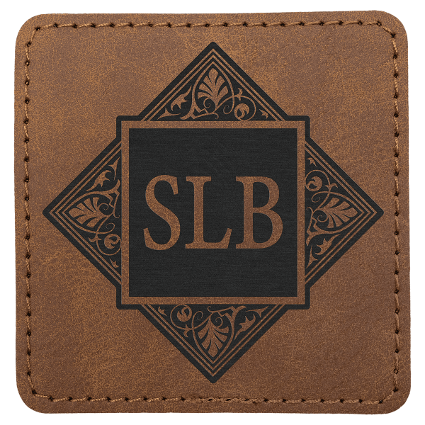 3" x 3" Dark Brown Square Leatherette Patch with Pro Premier – item PTH869 image 3