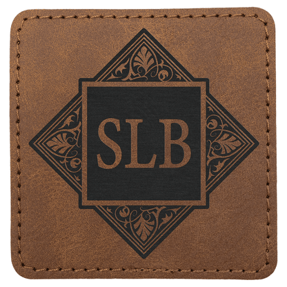 3" x 3" Dark Brown Square Leatherette Patch with Pro Premier – item PTH869 image 3