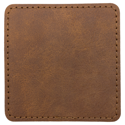 3" x 3" Dark Brown Square Leatherette Patch with Pro Premier – item PTH869 image 2