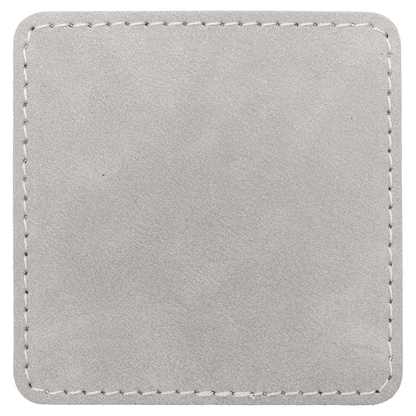 3" x 3" Light Gray Square Leatherette Patch with Pro Premier – item PTH871 image 2