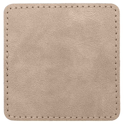 3" x 3" Light Tan Square Leatherette Patch with Pro Premier – item PTH874 image 2