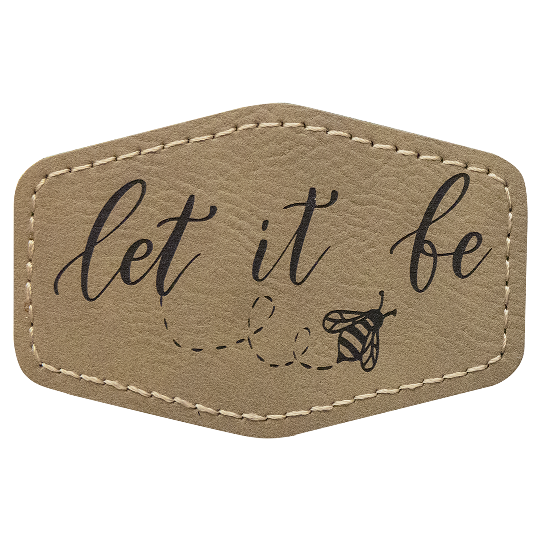3" x 2" Light Brown Hex Leatherette Patch with Pro Adhesive – item PTH901