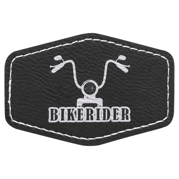 3" x 2" Black/Silver Hex Leatherette Patch with Pro Adhesive – item PTH903 image 3