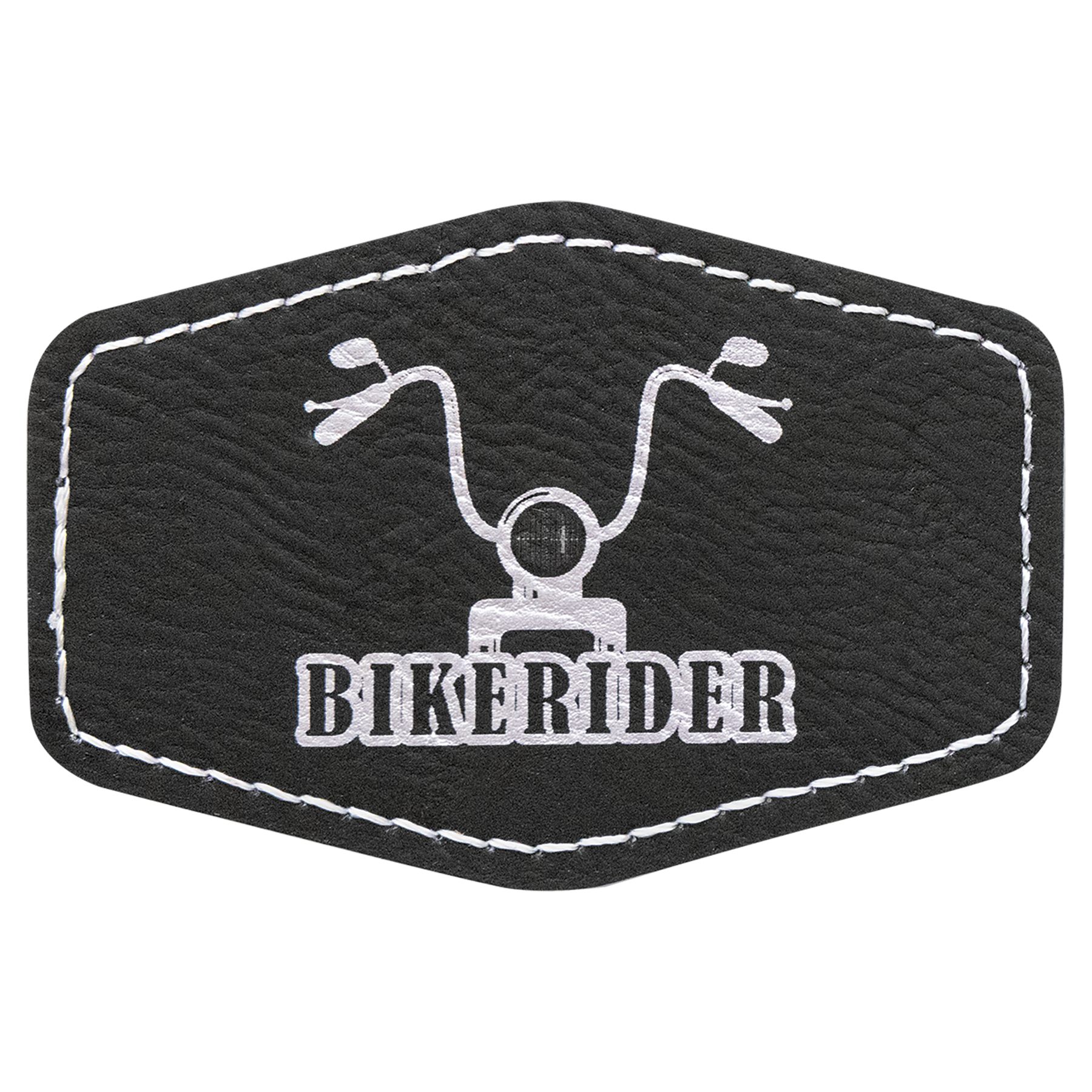 3" x 2" Black/Silver Hex Leatherette Patch with Pro Adhesive – item PTH903