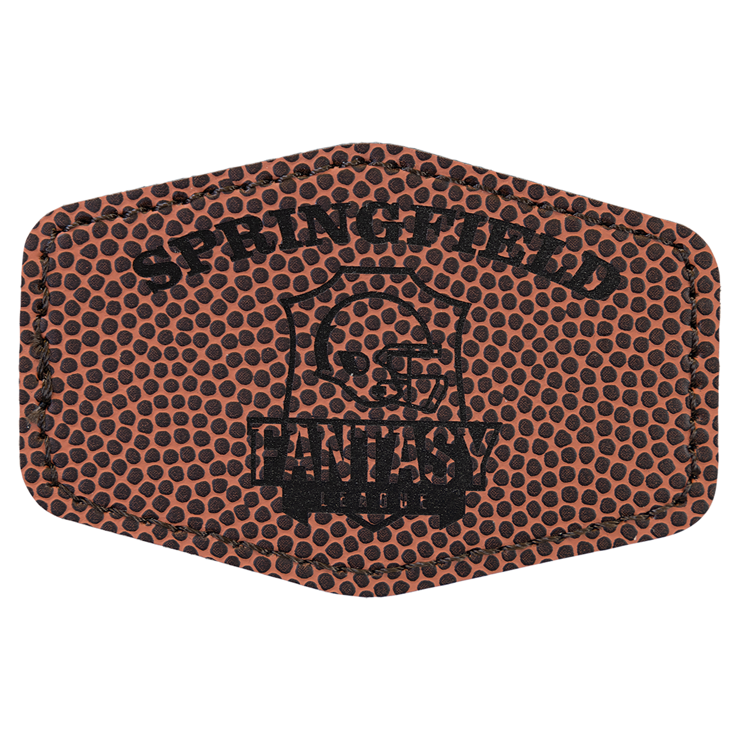 3" x 2" Football Hex Leatherette Patch with Pro Adhesive – item PTH915