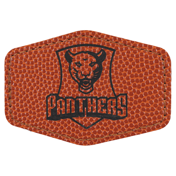 3" x 2" Basketball Hex Leatherette Patch with Pro Adhesive – item PTH916 image 3