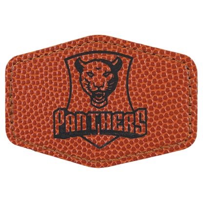 3" x 2" Basketball Hex Leatherette Patch with Pro Adhesive – item PTH916